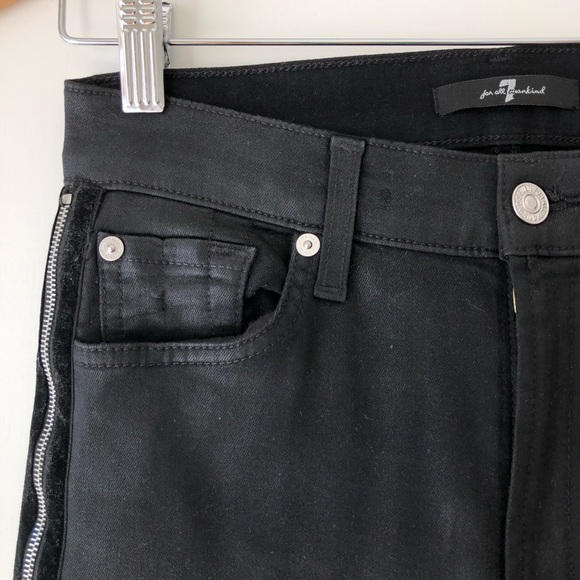 7 For All Mankind Zipper Black Coated Denim - Picture 1 of 12
